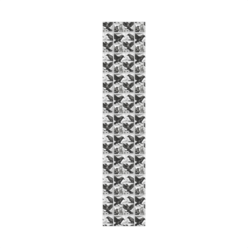 Black Raven Illustration Gift Wrap Paper | Gothic Crow Pattern, Holiday Wrapping